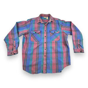 Vintage Five Brother Shirt Adult EXTRA LARGE TALL Striped Flannel 90s Shacket